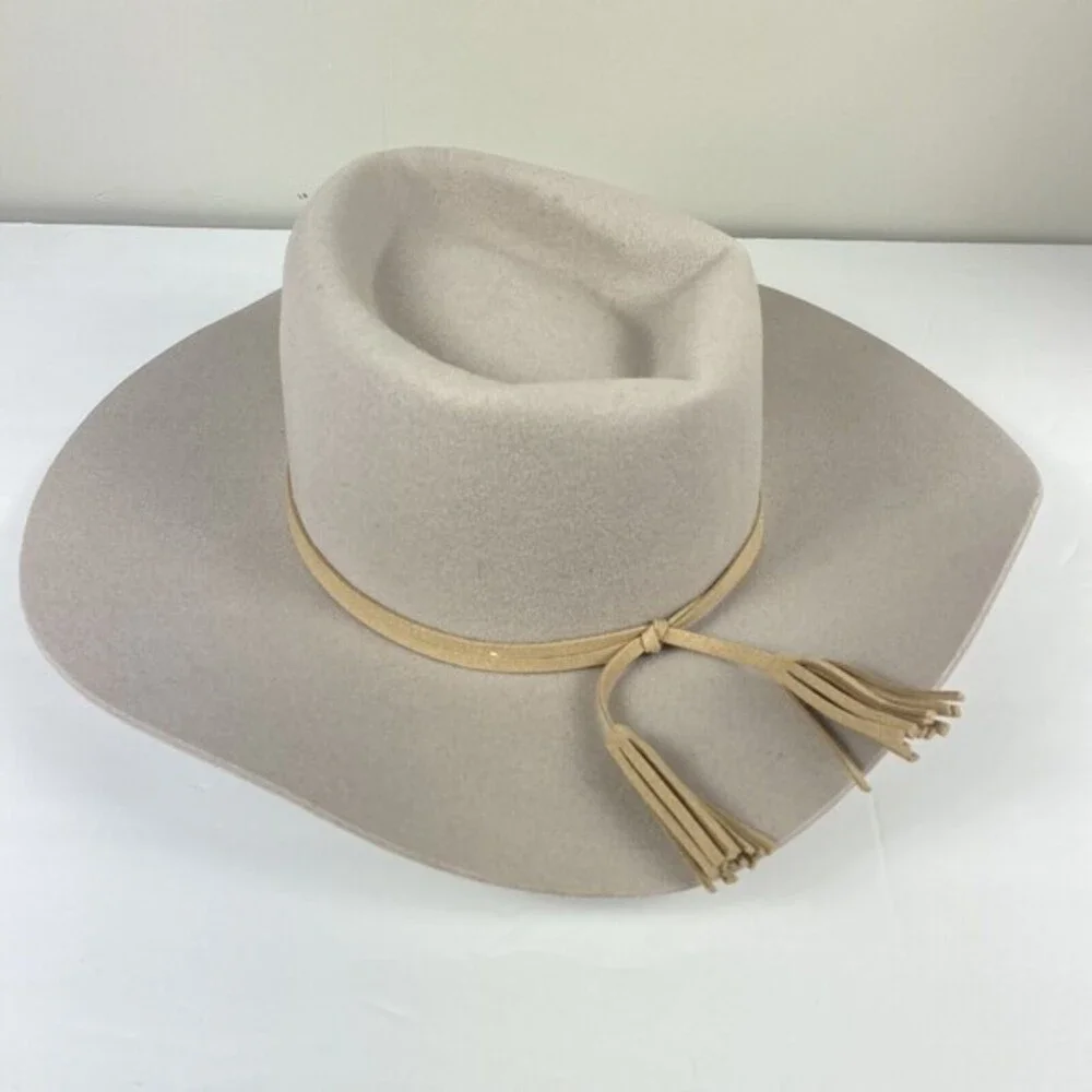 San‎ Diego Hat Company Wool Fedora Hat Gray Tassel Hard Shell Boho Western